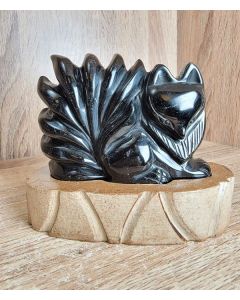 Rare black crystal nine-tailed fox 5x6 cm